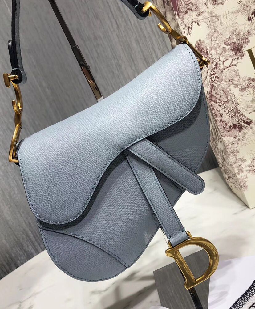 Christian Dior Mini Saddle Calfskin Bag Light Blue